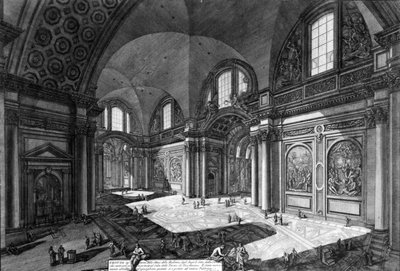 Uitzicht op het interieur van Santa Maria degli Angeli e dei Martiri, uit de 